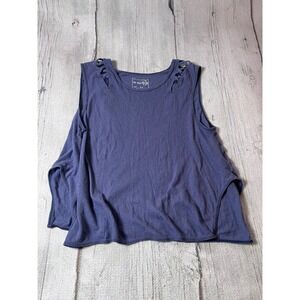 We The Free Tank Oversized‎ Top Womens Small Purple Linen Cotton Blend